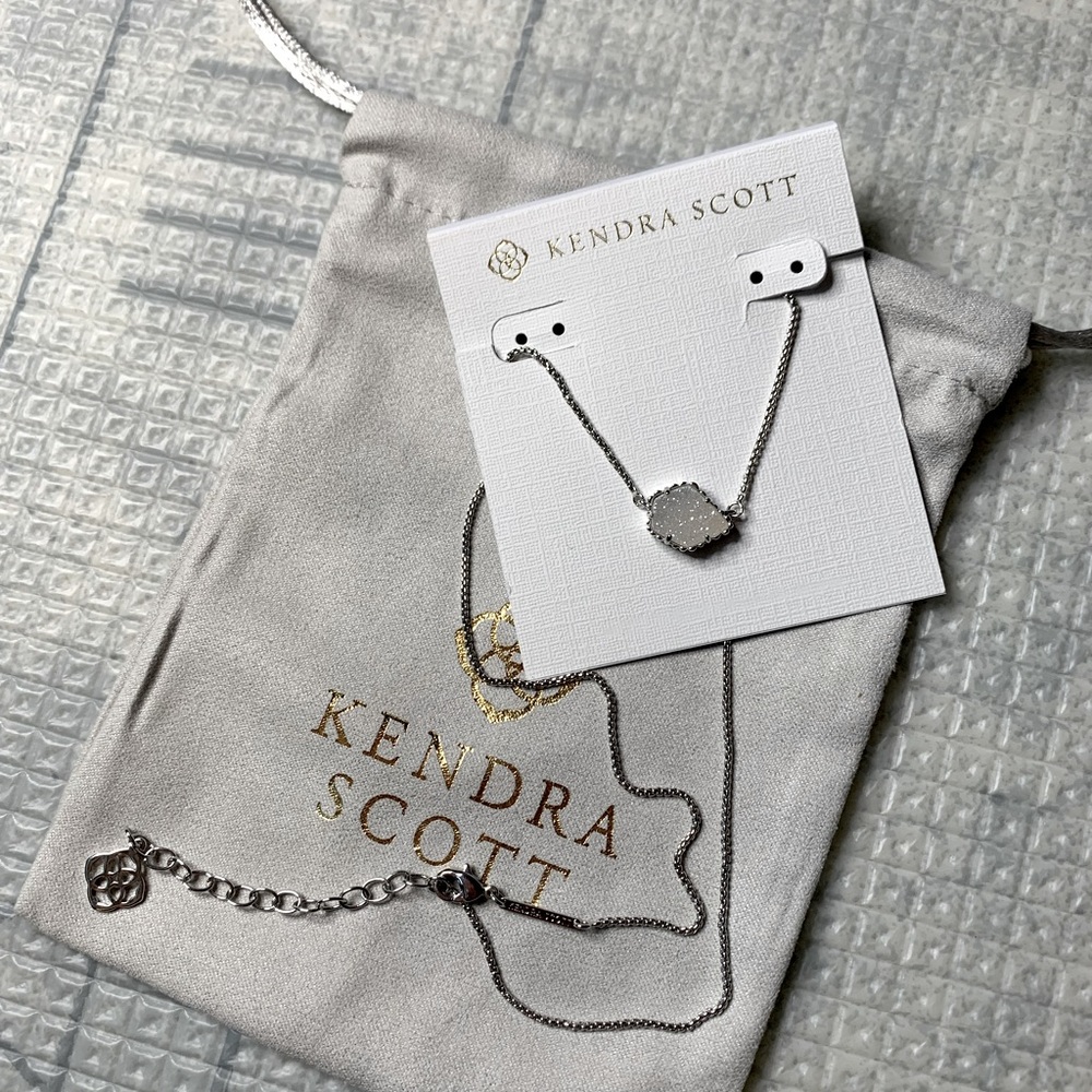 Kendra Scott silver Theo necklace with white drusy